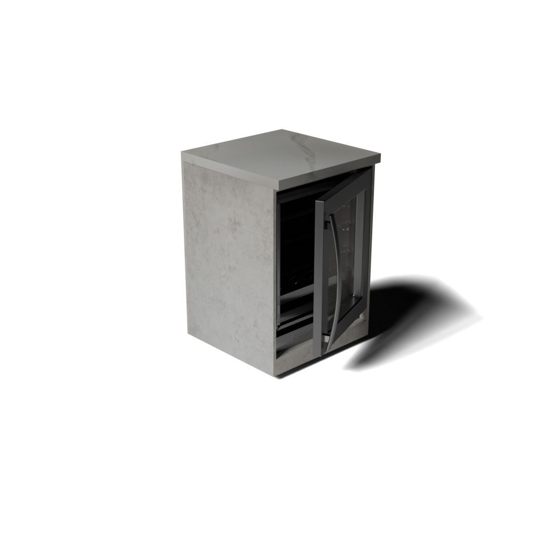 Fridge with Cabinet- Grey/White