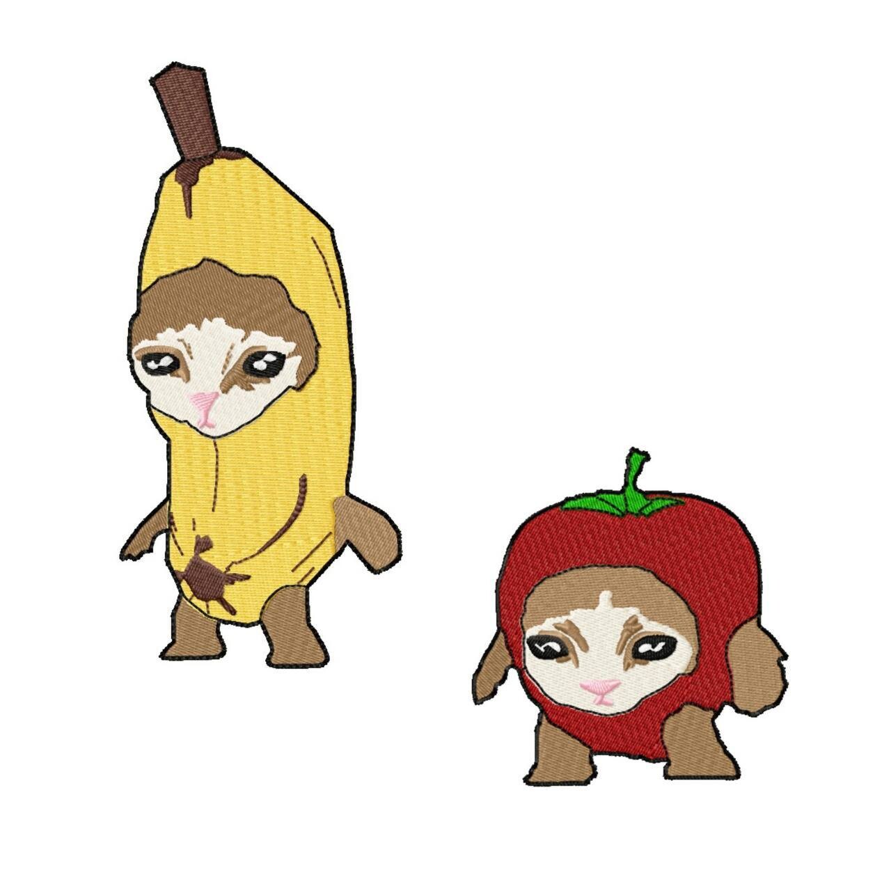 Коты банан + яблоко
