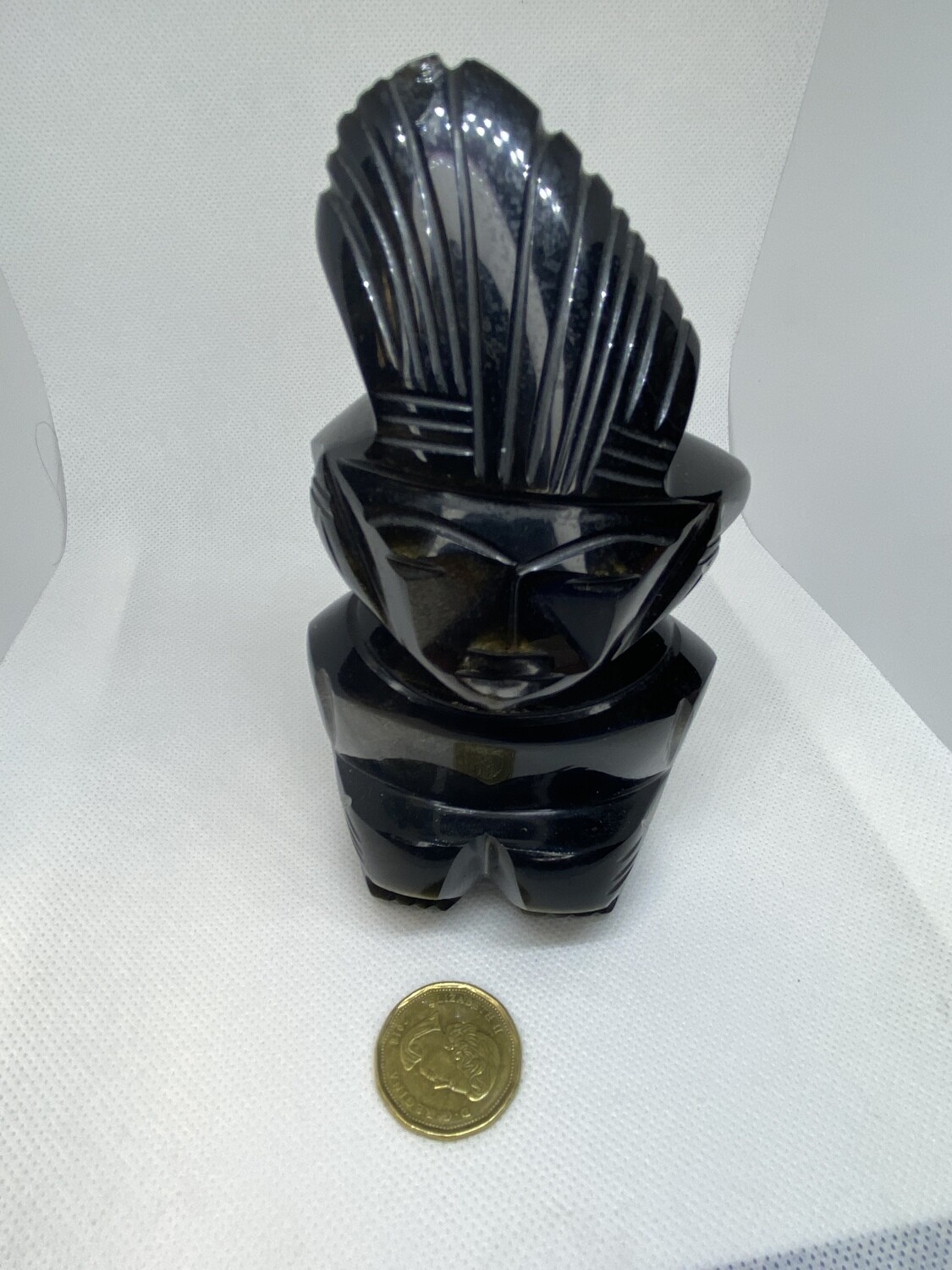 Gold Sheen Obsidian Tiki Statue