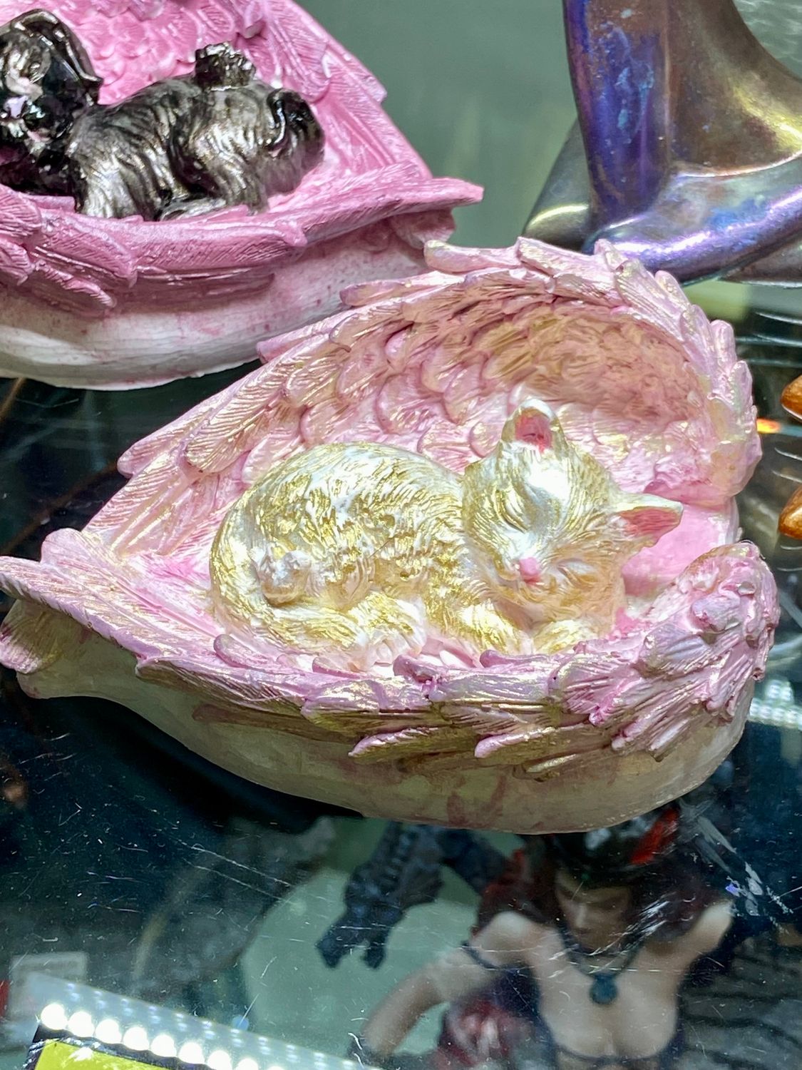 Kitty in angel wings resin cast
