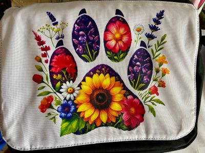 Paw Print Fliwers Crossbody Bag