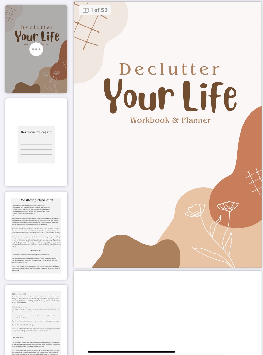 Declutter Your Life Workbook and Planner Ebook
