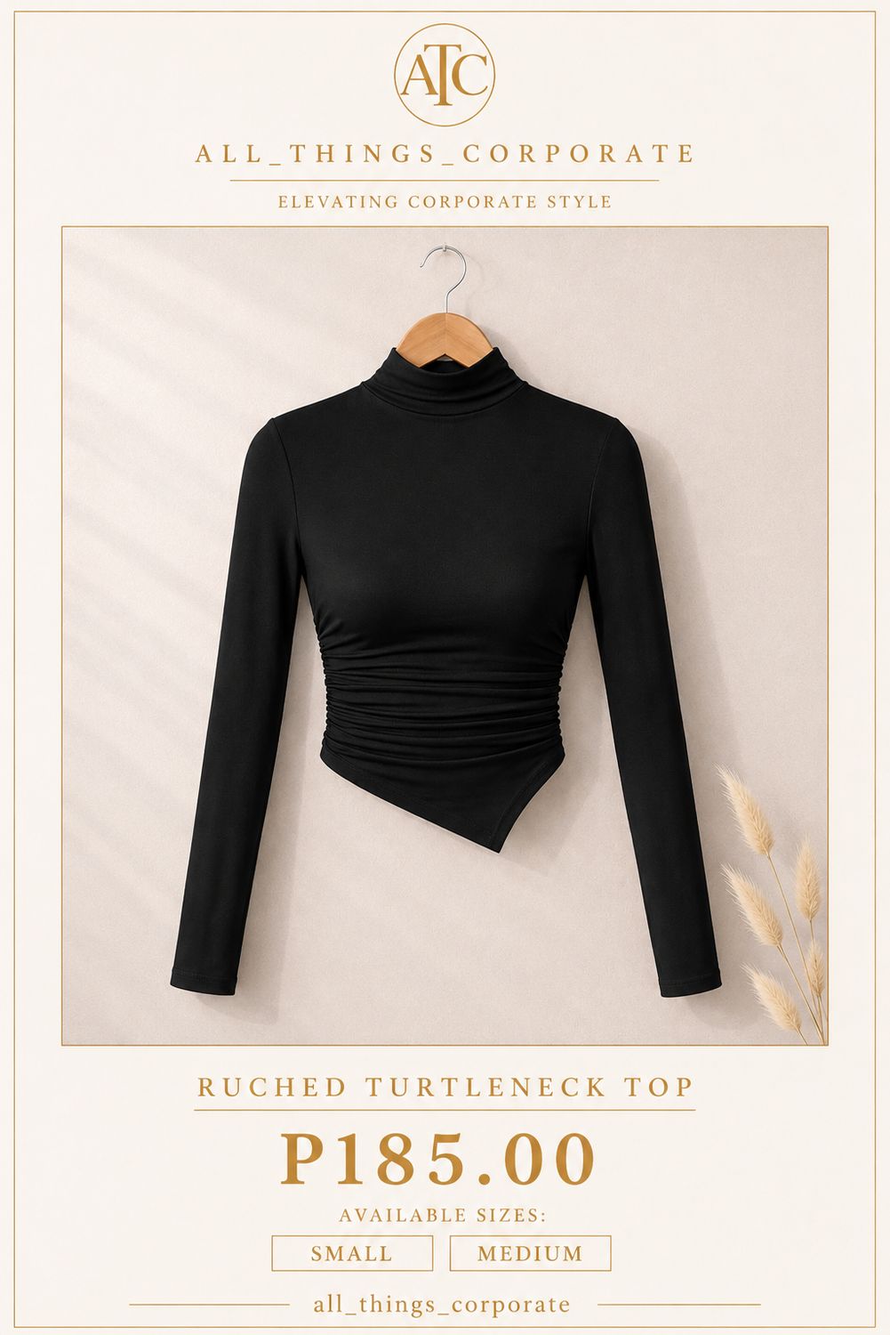 Ruched Turtleneck Top
