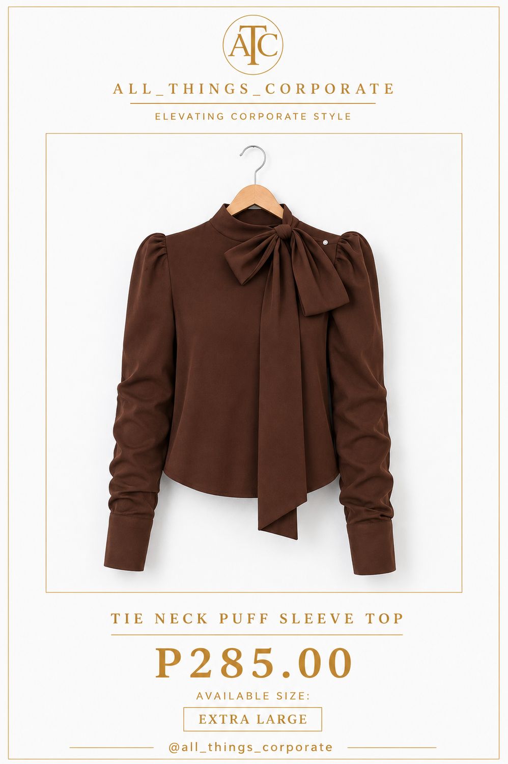Tie Neck Puff Sleeve Top