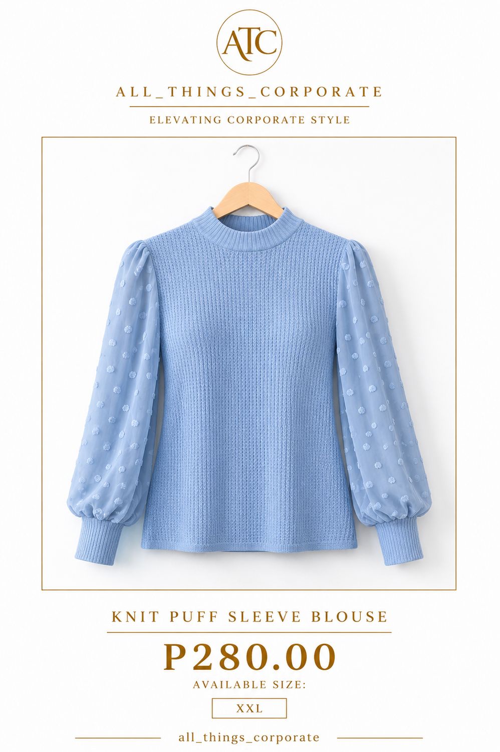 Knit Puff Sleeve Blouse