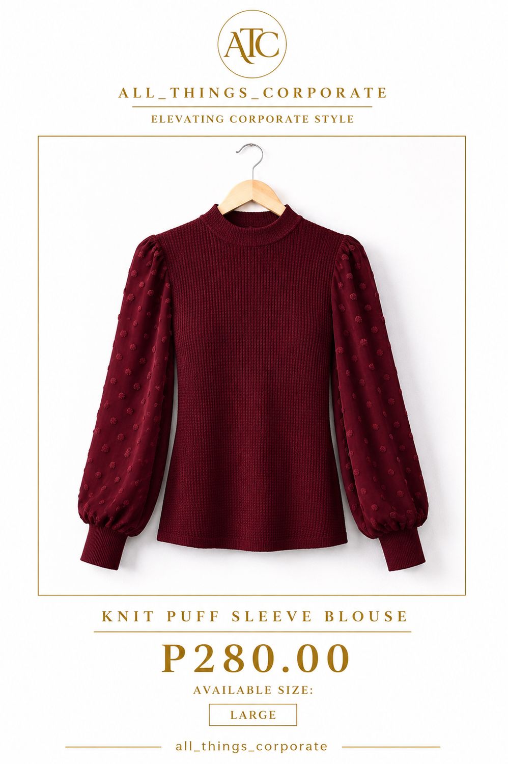 Knit Puff Sleeve Blouse