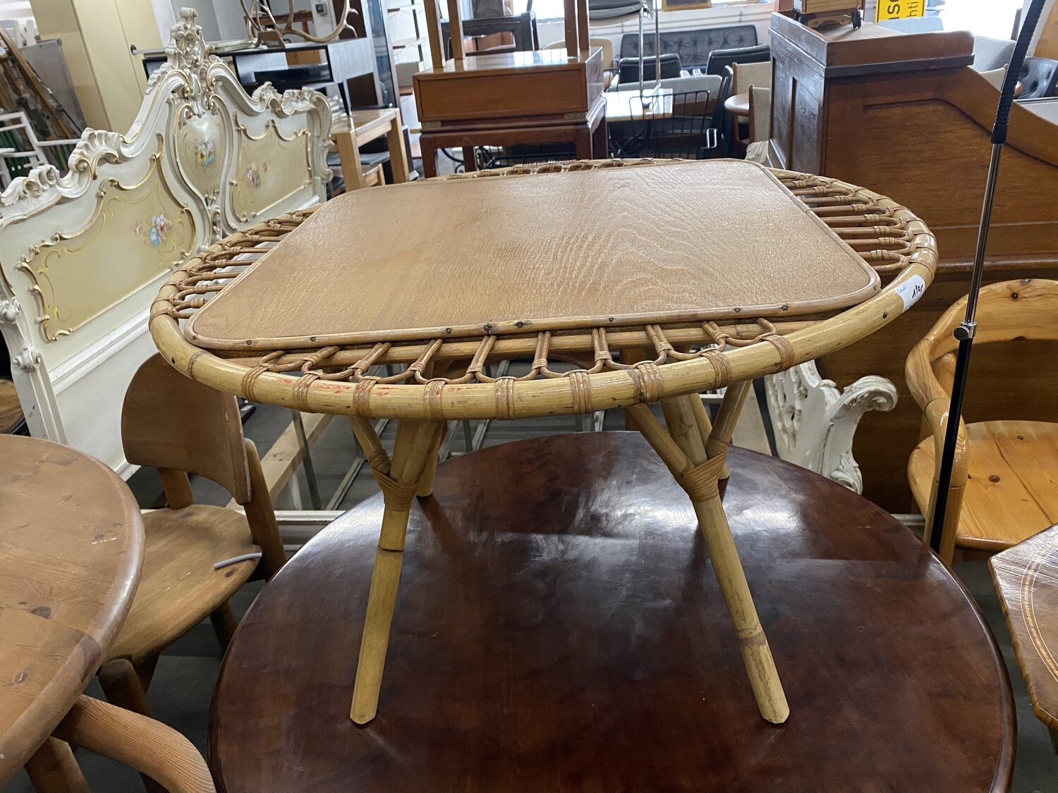 Couchtisch Bambus Rattan Korb