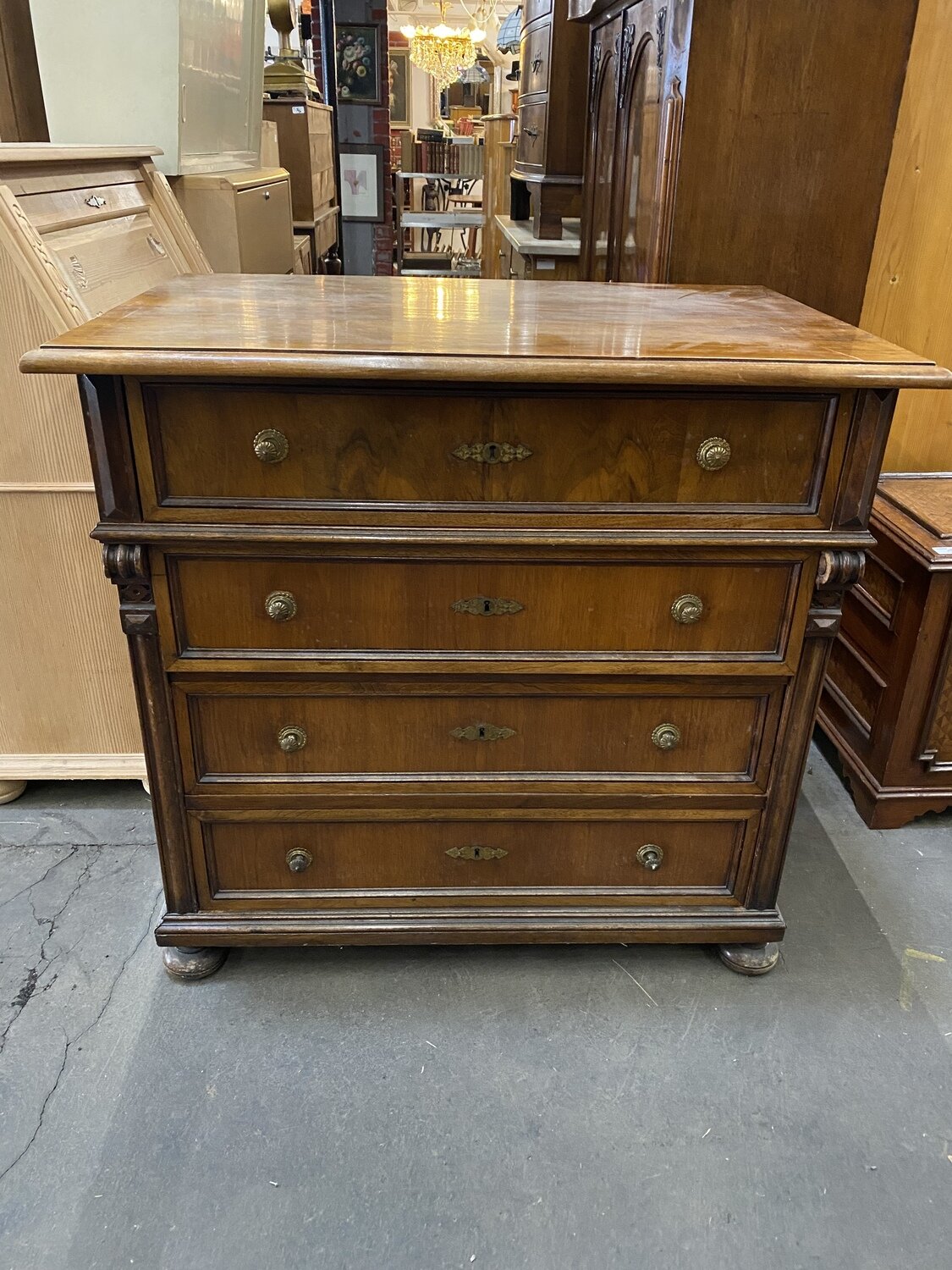 Kommode Sideboard Nussbaum Schubladenkommode mit Klappfunktion