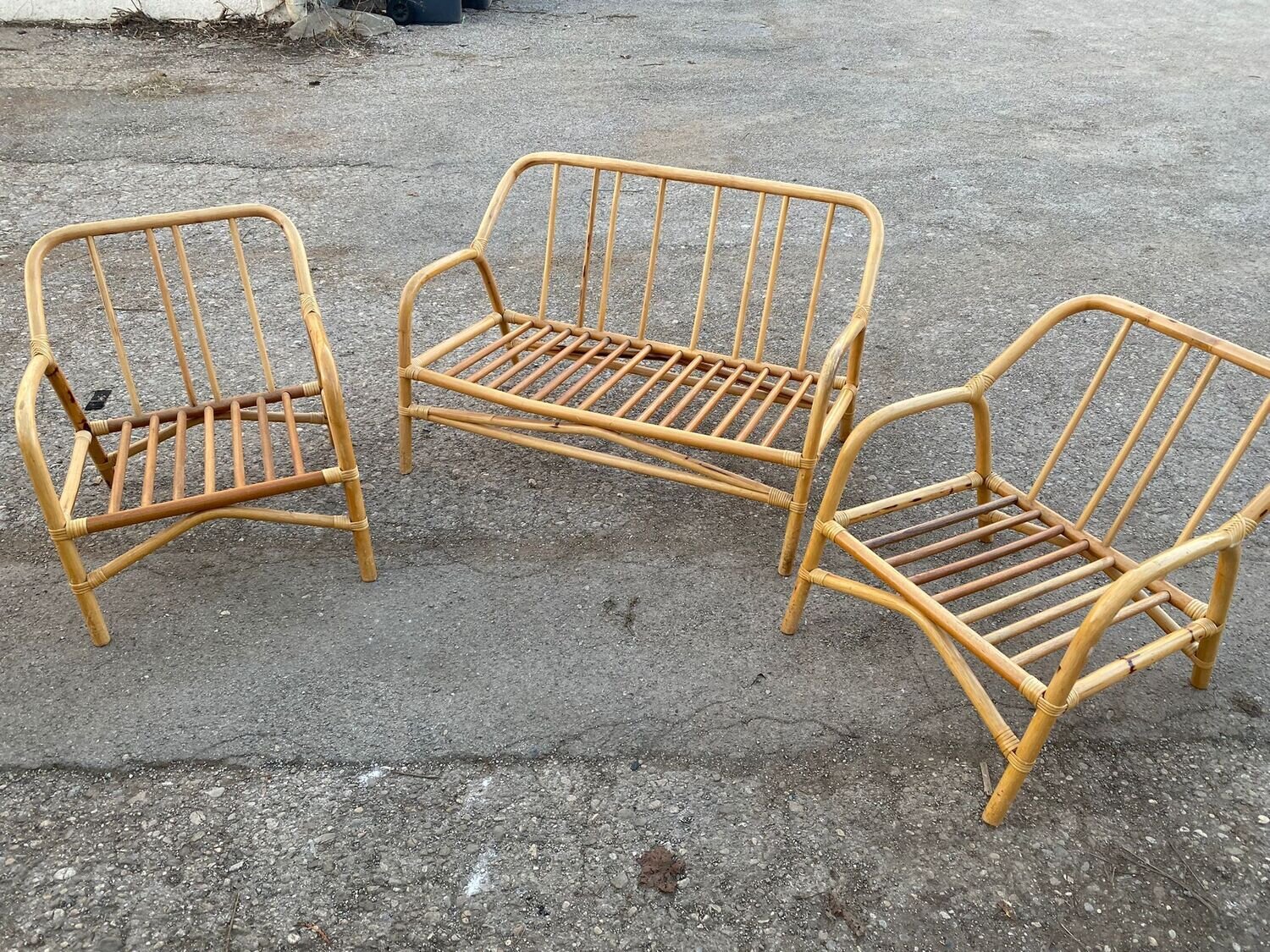 Sitzgruppe Bambus Sitzbank 2 Sessel