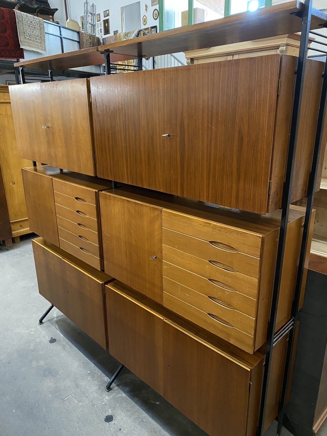 Teak Regalsystem mit Fächern &amp; Schubläden Vintage Mid Century