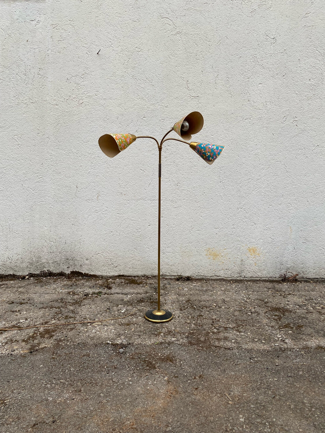 Stehlampe Stehleuchte Messing Gooseneck 50er Mid Century Modern Vintage