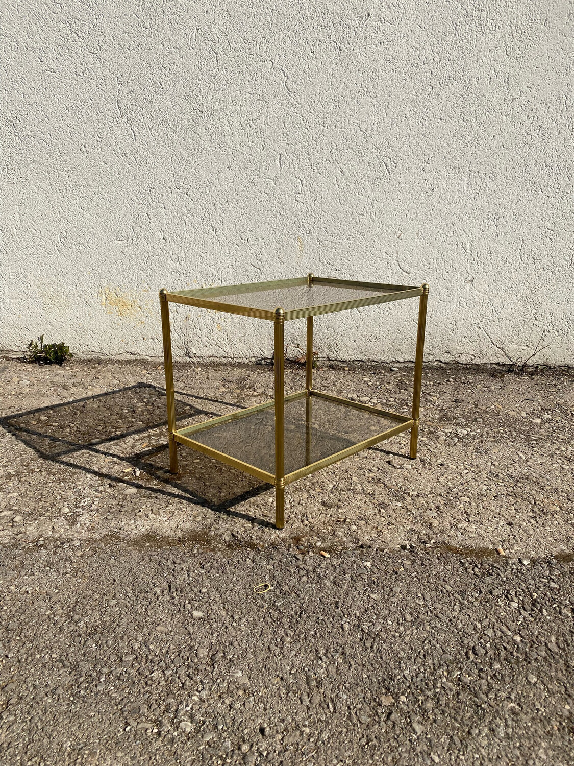 Beistelltisch Couchtisch Tischen Messing Rauchglas