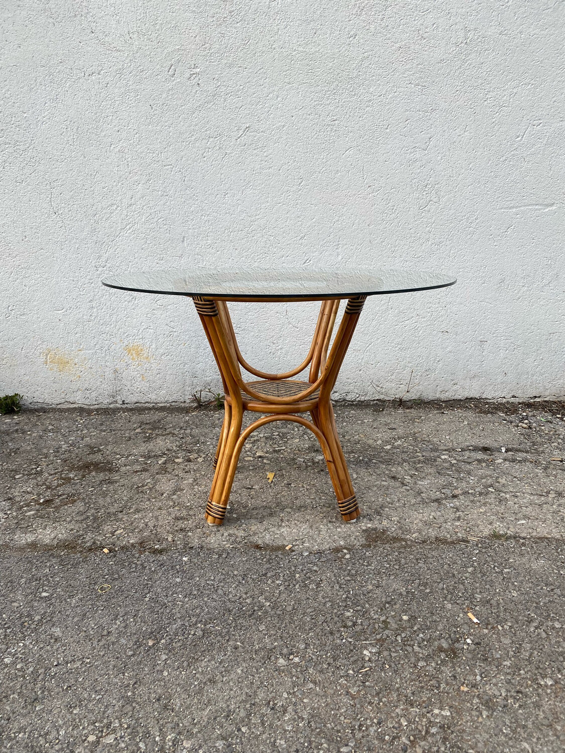 Garten Terrassen Lounge Bambus Glas Tisch
