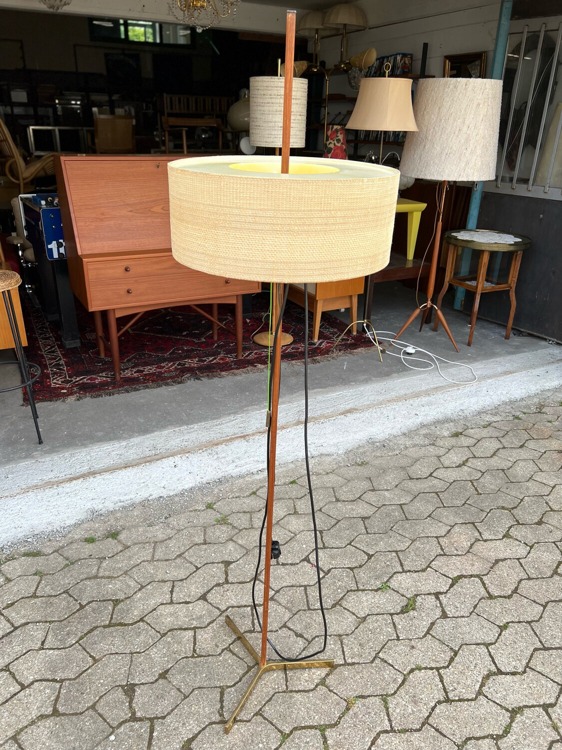 Stehlampe Stehleuchte Teak Mid Century Vintage