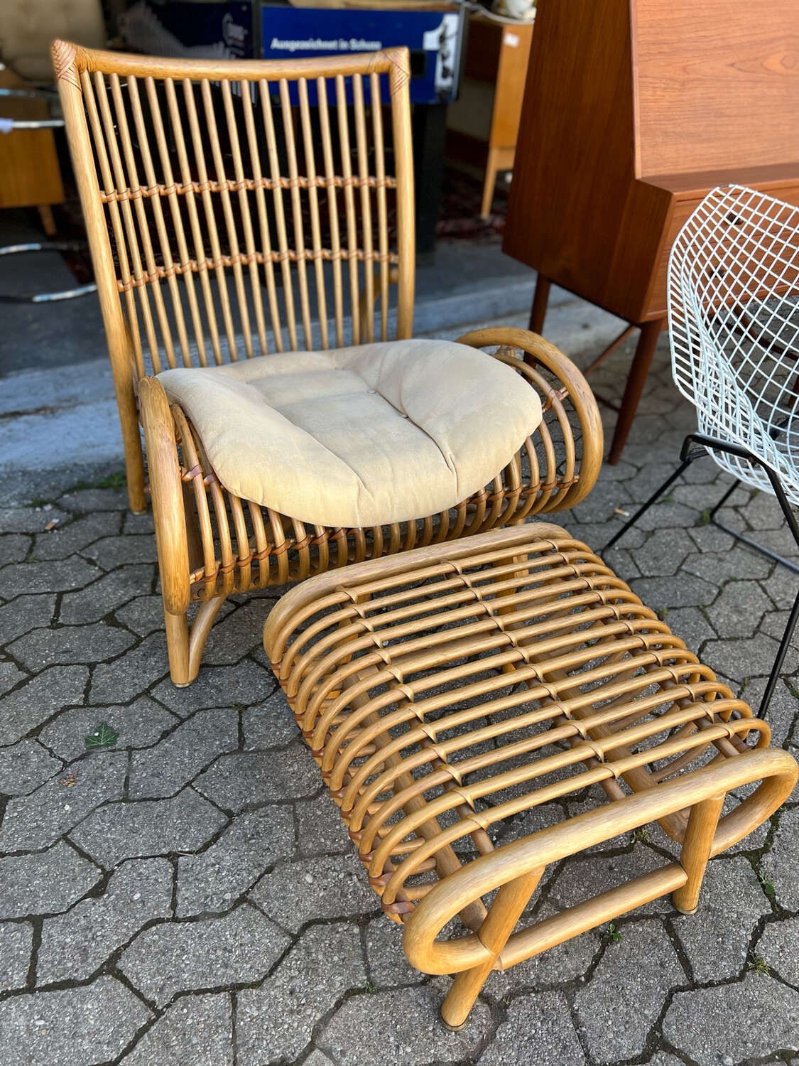 Sessel Bambus Rattan Korbsessel