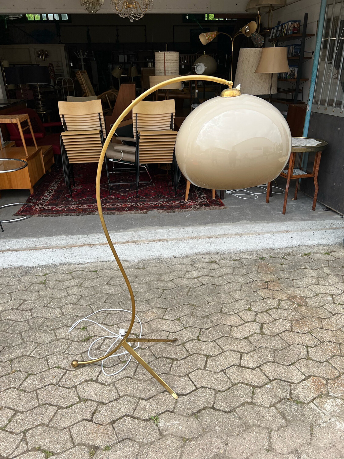 Stehlampe Stehleuchte Mid Century Vintage Kugelleuchte Messing