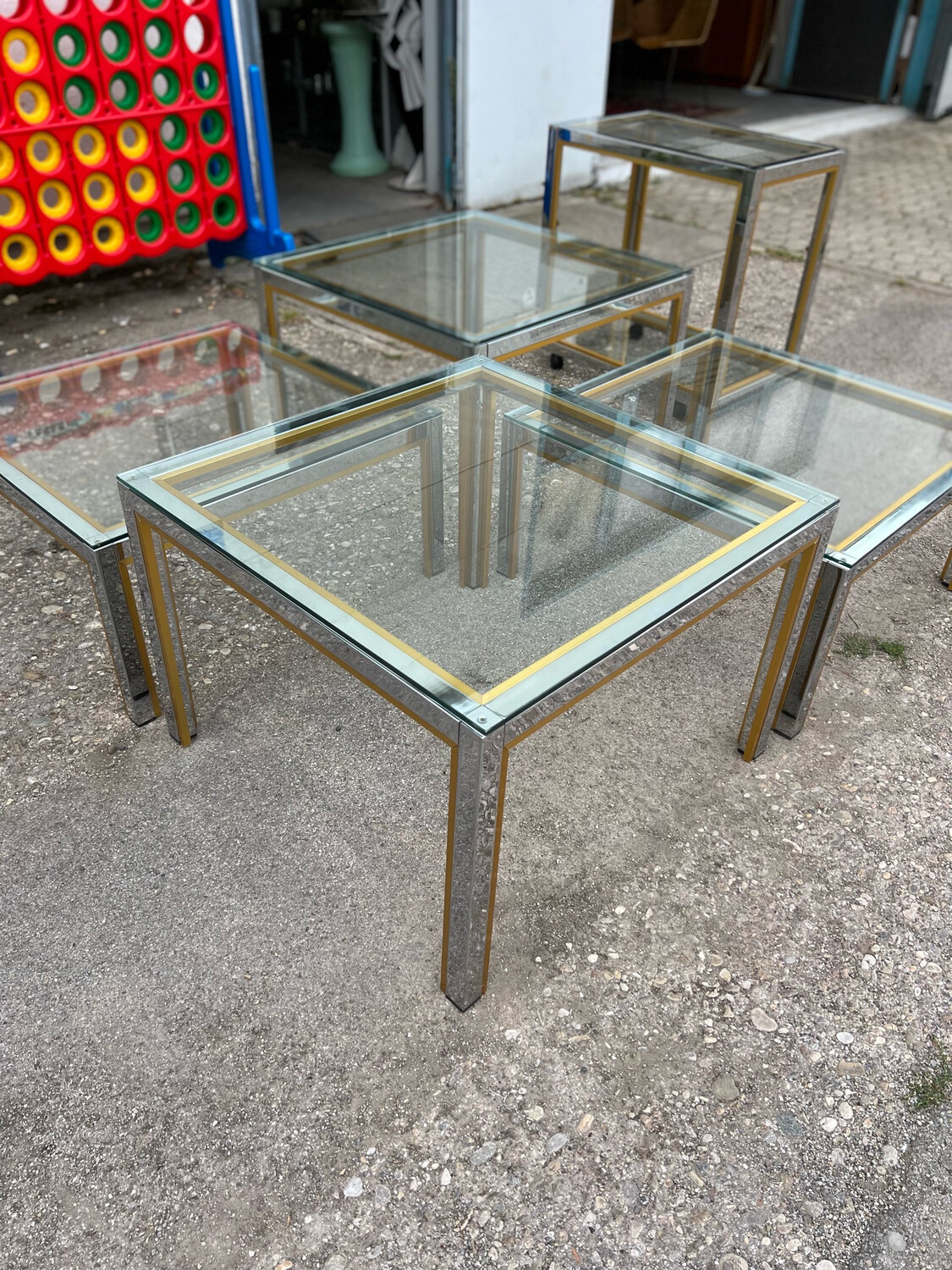 Glastisch Couchtisch Messingtisch Beistelltisch
