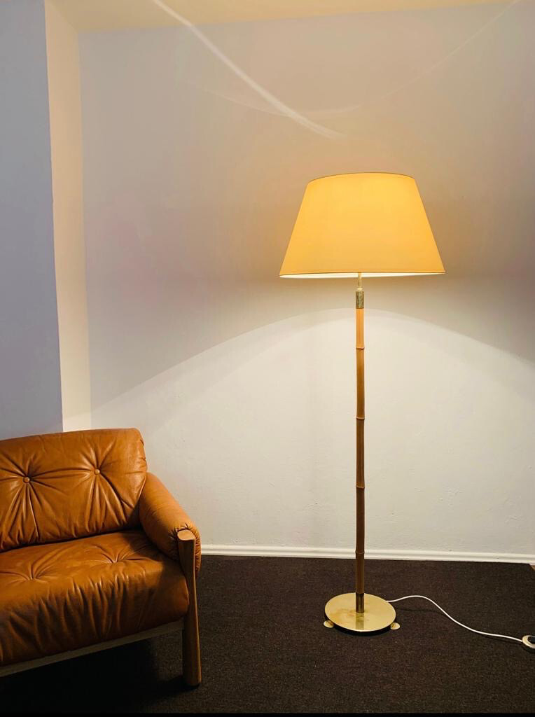 Stehlampe Stehleuchte Bambus Messing