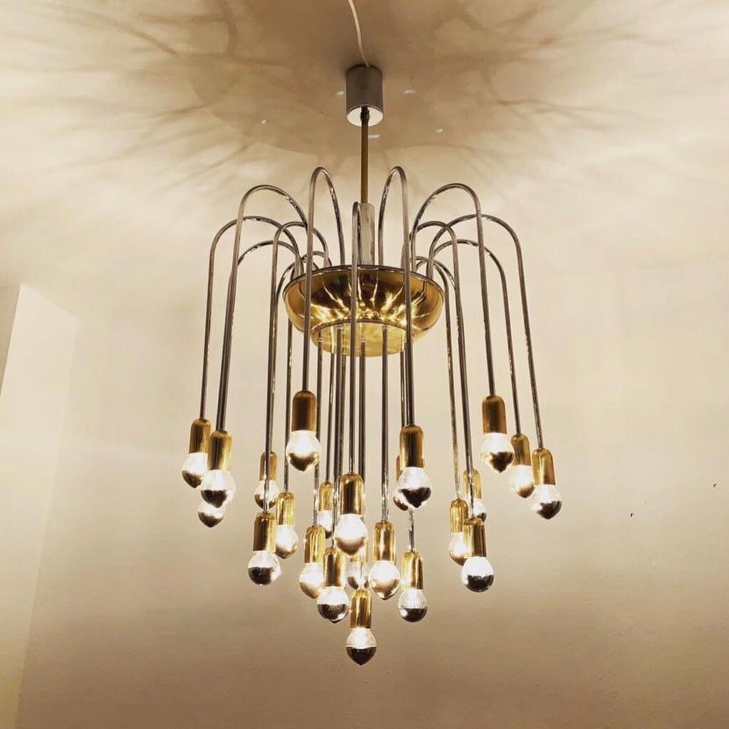 Sputnik Kronleuchter Bicolor Deckenlampe Gaetano Sciolari Ära