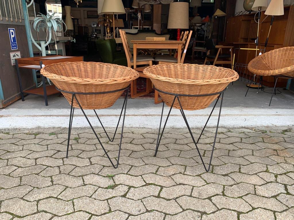 Pflanzentrog Planzenkübel Korb Rattan Mid Century Vintage 1von2