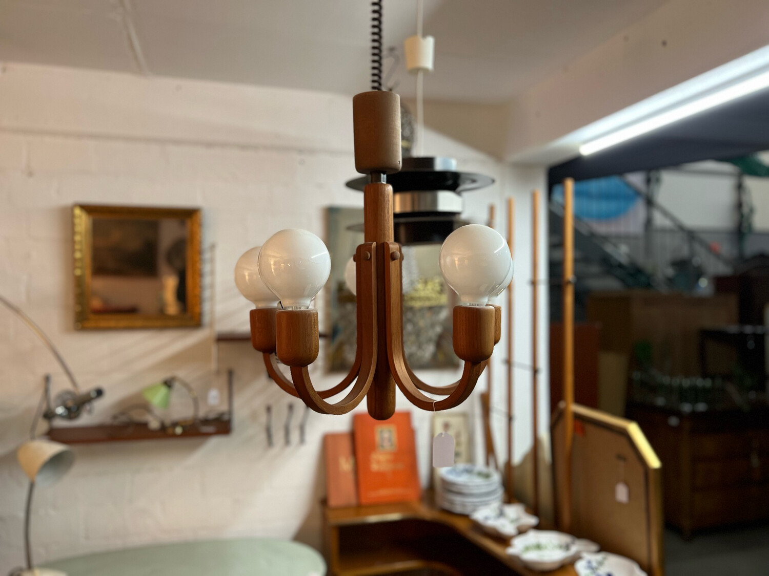 Deckenlampe Deckenleuchte Teak Mid Century Vintage