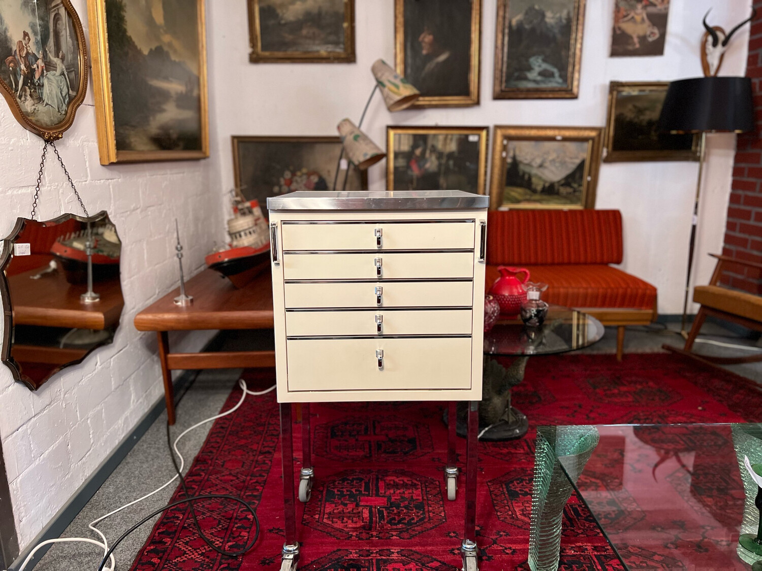 Baisch Mauser Rollschrank Arztschrank Rollwagen Stahlmöbel