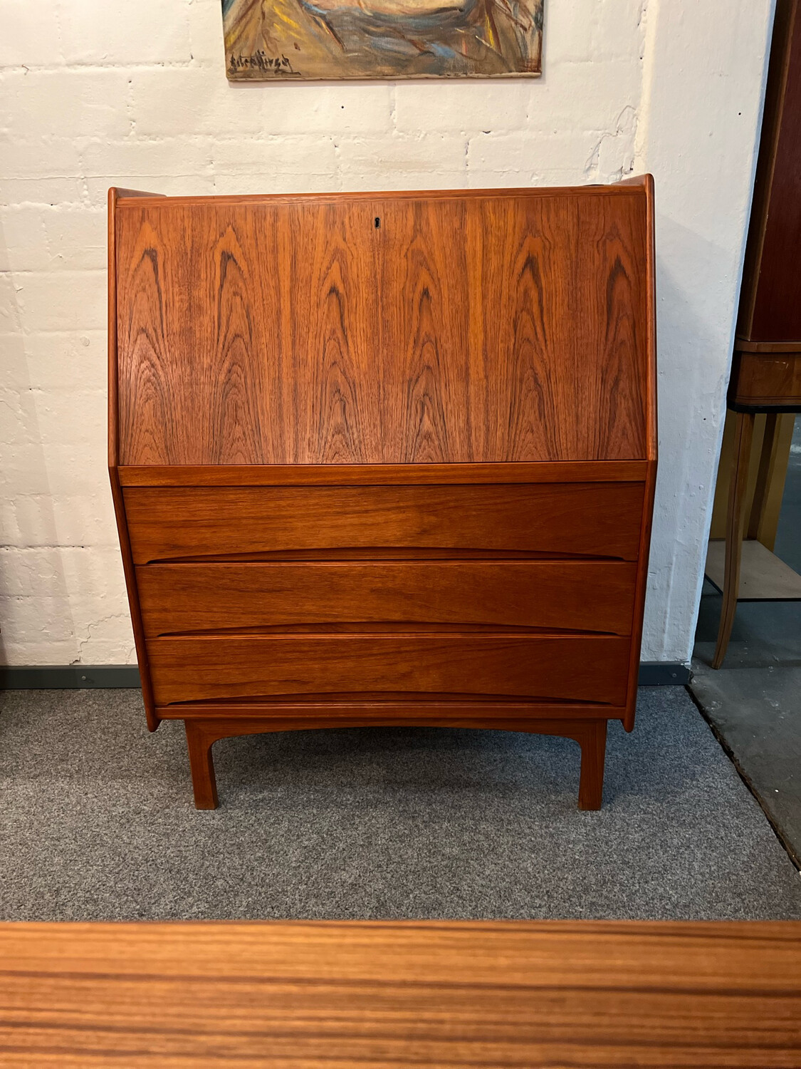 Sekretär Schreibtisch Bernhard Pedersen Danish Teak Mid Century Vintage