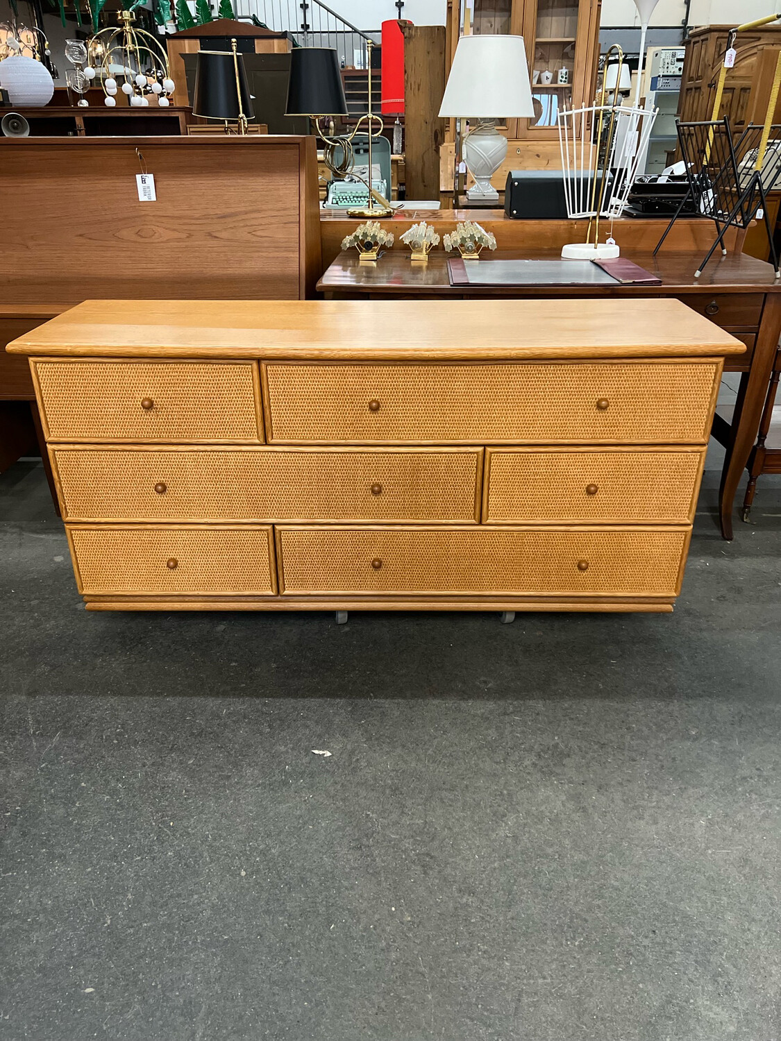 Sideboard Kommode Bambus Korb Mid Century Vintage