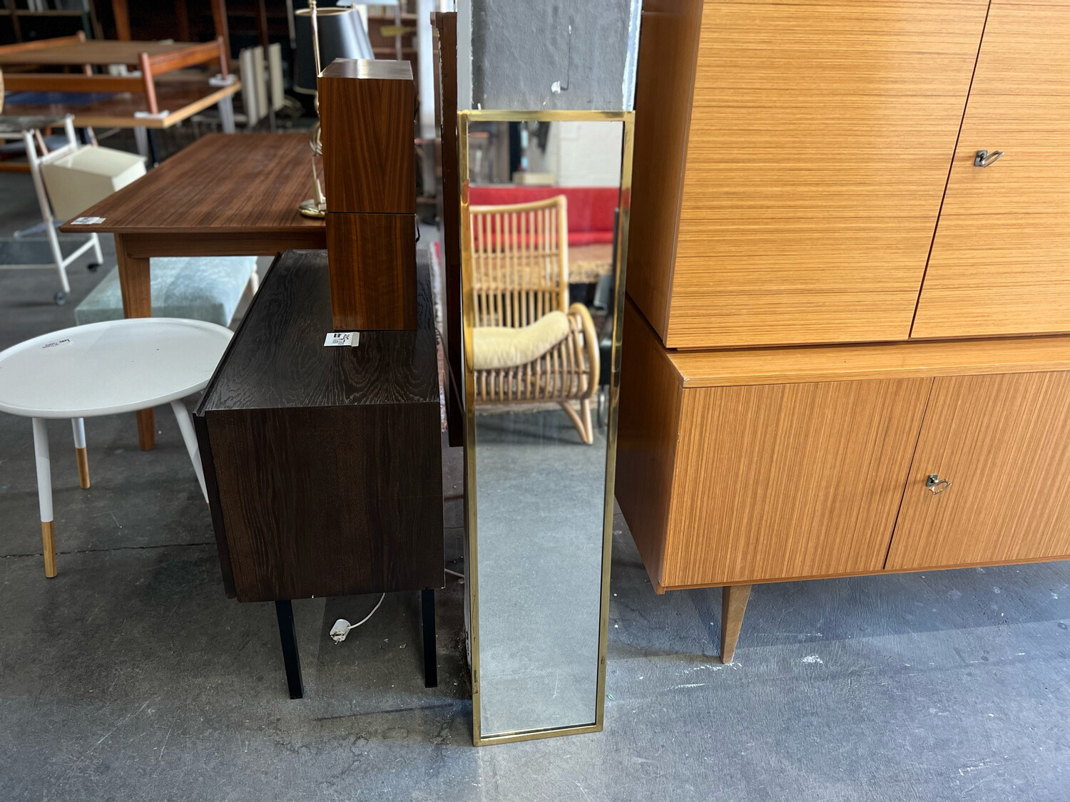 Spiegel Wandspiegel Messingspiegel Mid Century Vintage