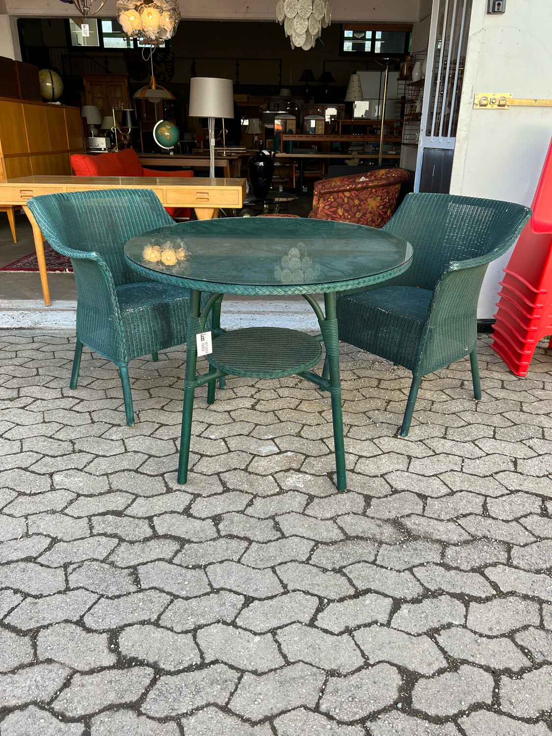 Lloyd Loom Gartentisch Tisch Gartenstuhl Italia