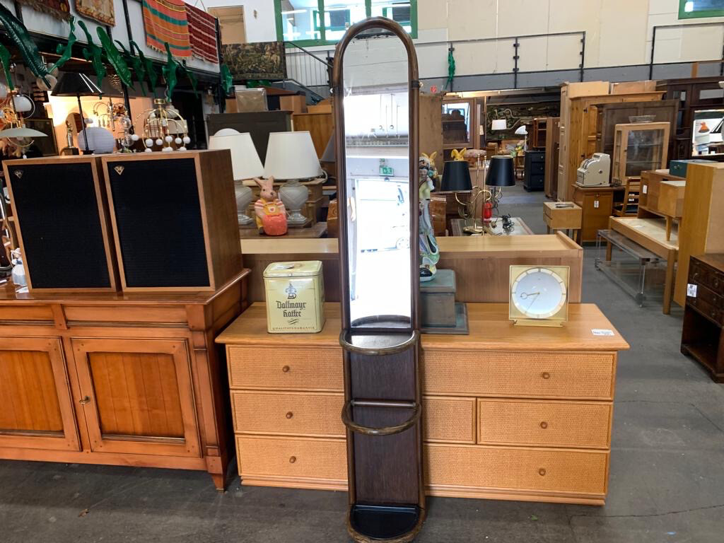 Spiegel Garderobe Schirmständer Mid Century Bambus Rattan