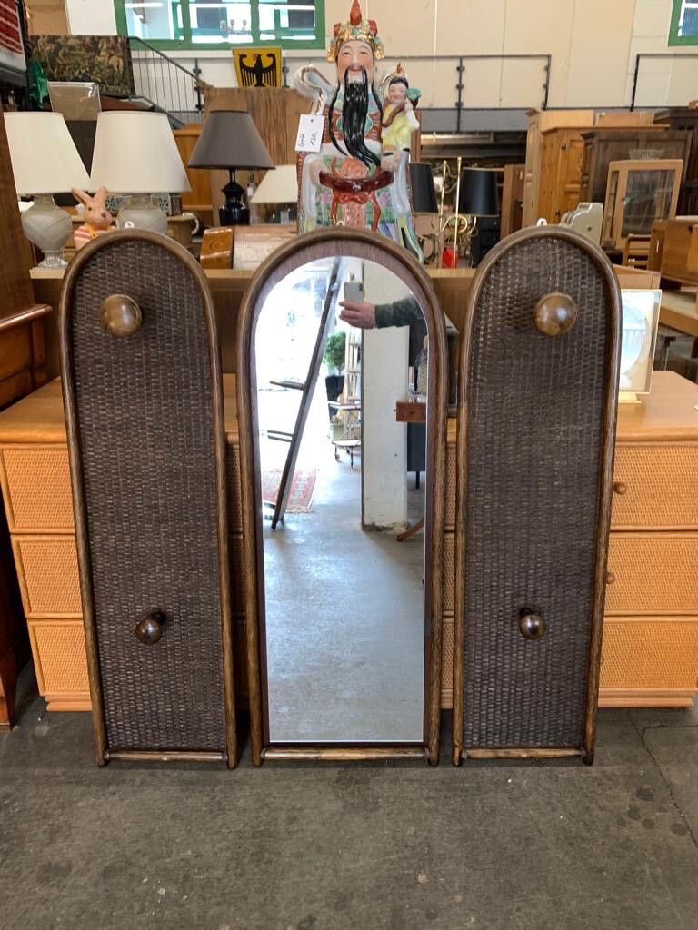 Spiegel Garderobe Bambus Rattan 1von3