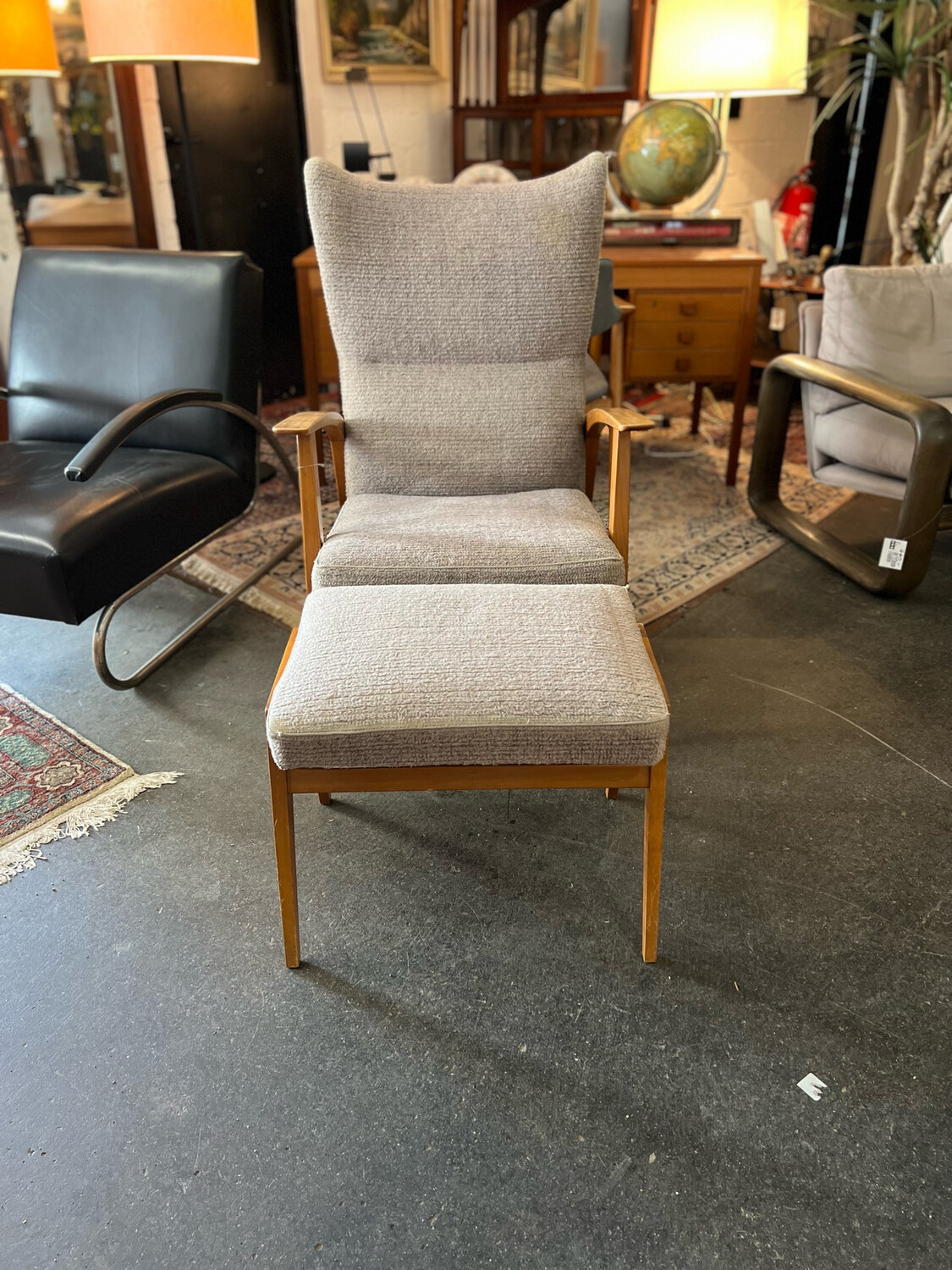Knoll Antimott Wing Back Recliner Chair Lounge Sessel Mid Century Vintage