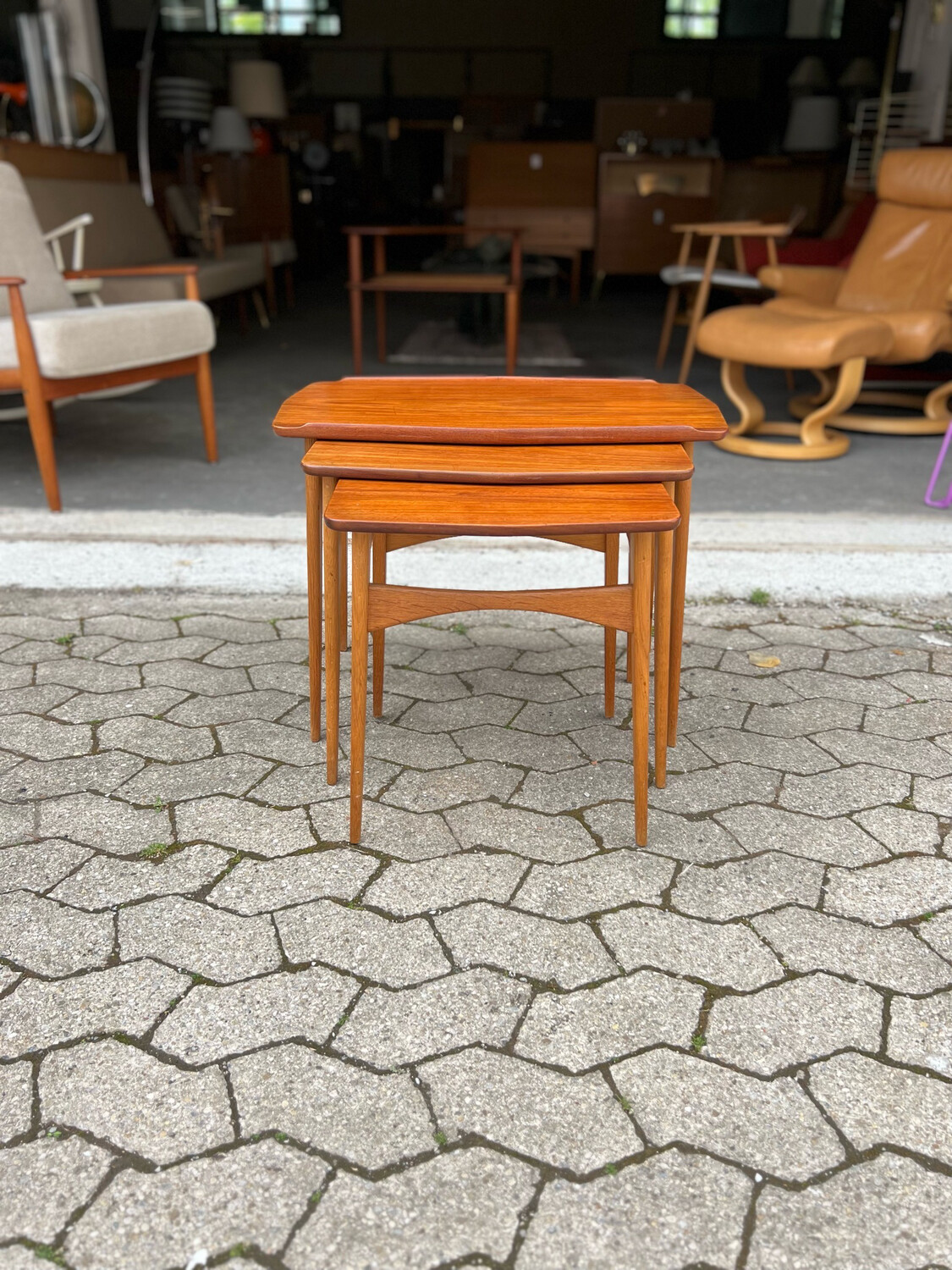 Dreisatztischchen Beistelltisch Arne Hovmand Olsen Danish Teak Mid Century Vintage