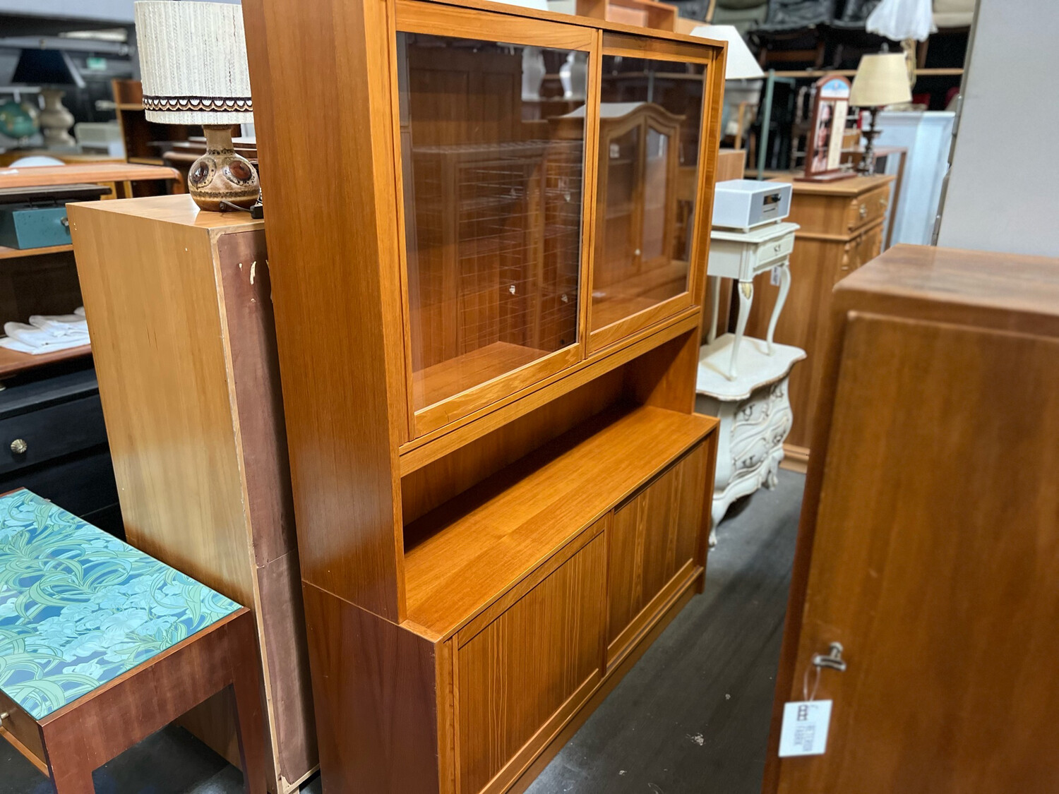 Vitrinenschrank Highboard Sideboard Danish Teak Mid Century Vintage
