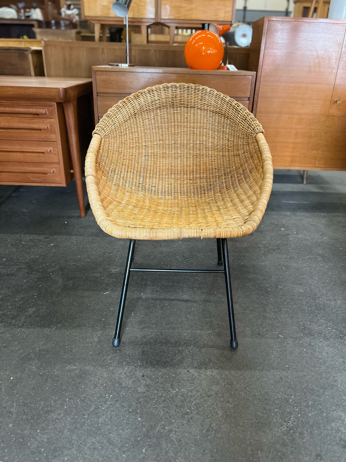 Stuhl Rattanstuhl Easy Chair Mid Century Vintage