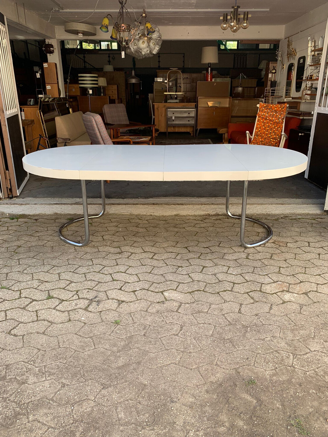 Tisch Esstisch Bürotisch Bauhaus Stahlrohr Ausziehtisch
