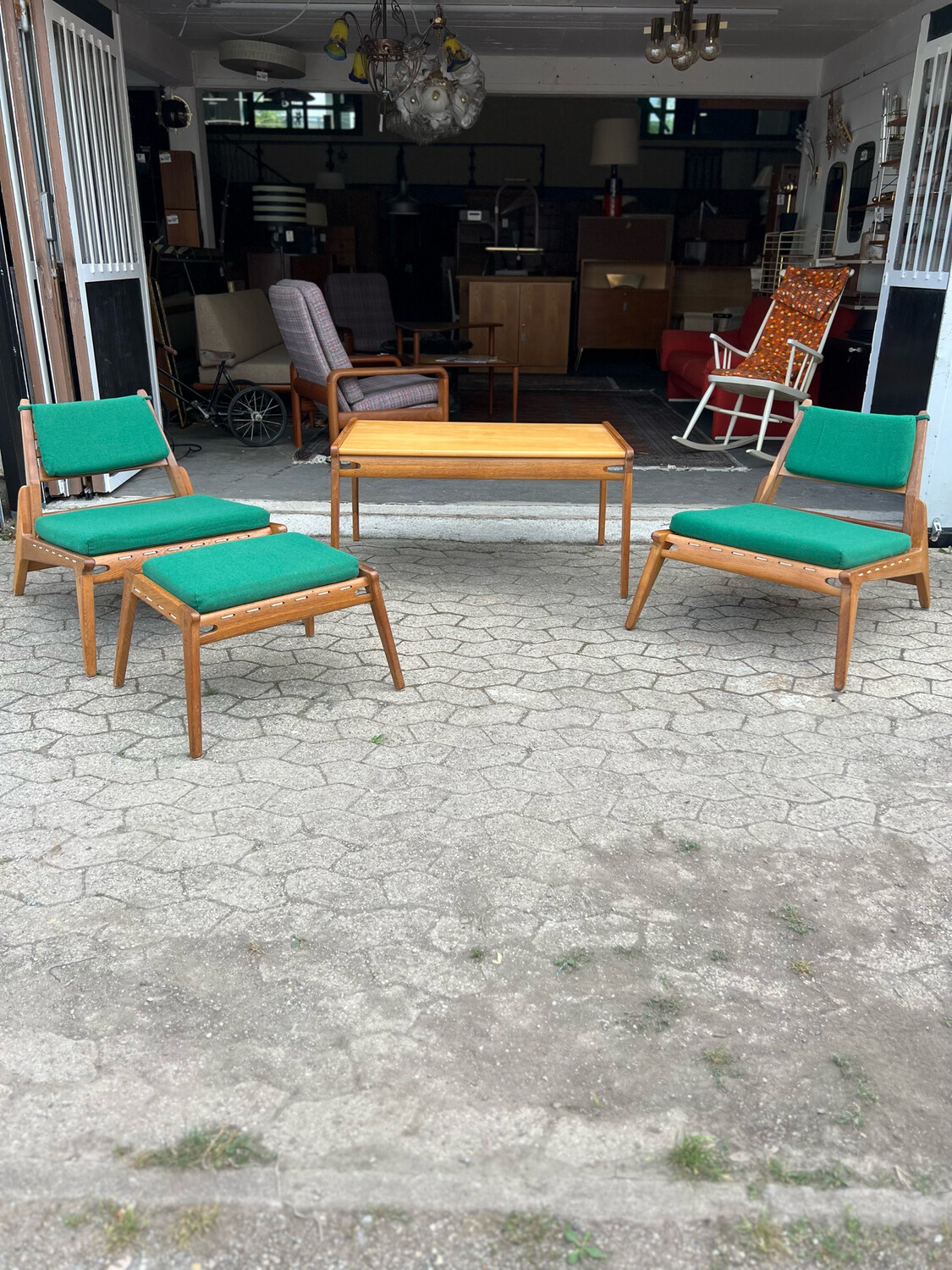 Sessel Hunting Chair Tisch VEB Hellerau Östen Kristiansson Design Mid Century Vintage
