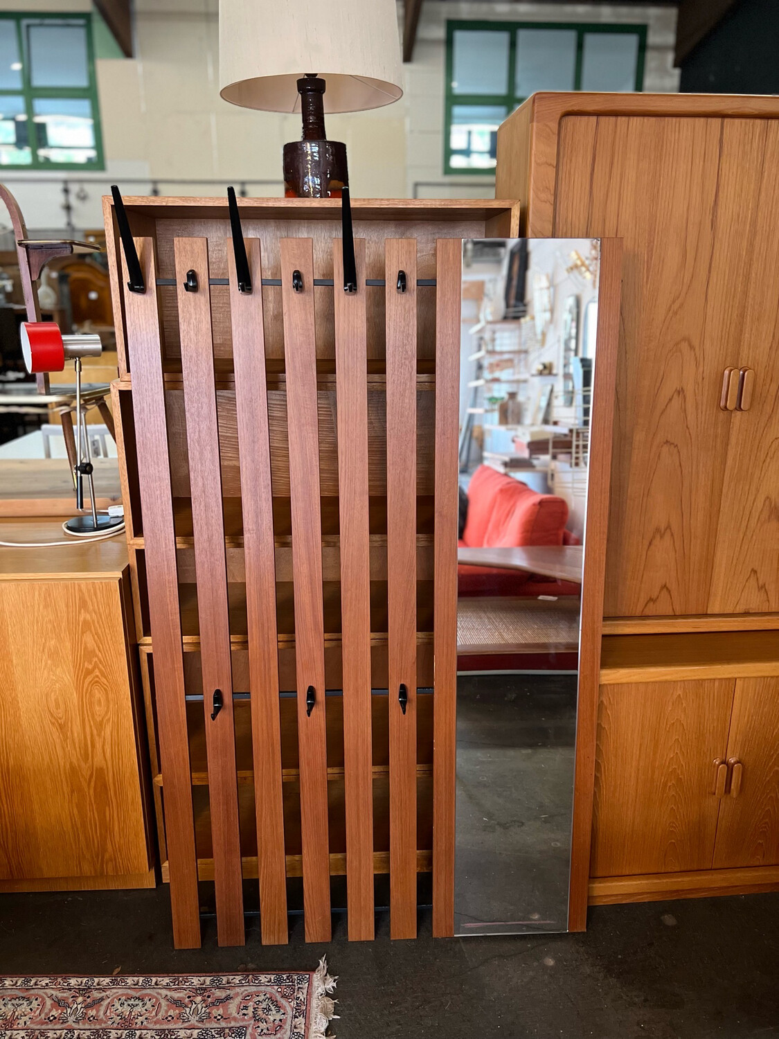 Garderobe Wandgarderobe Teak Mid Century Vintage