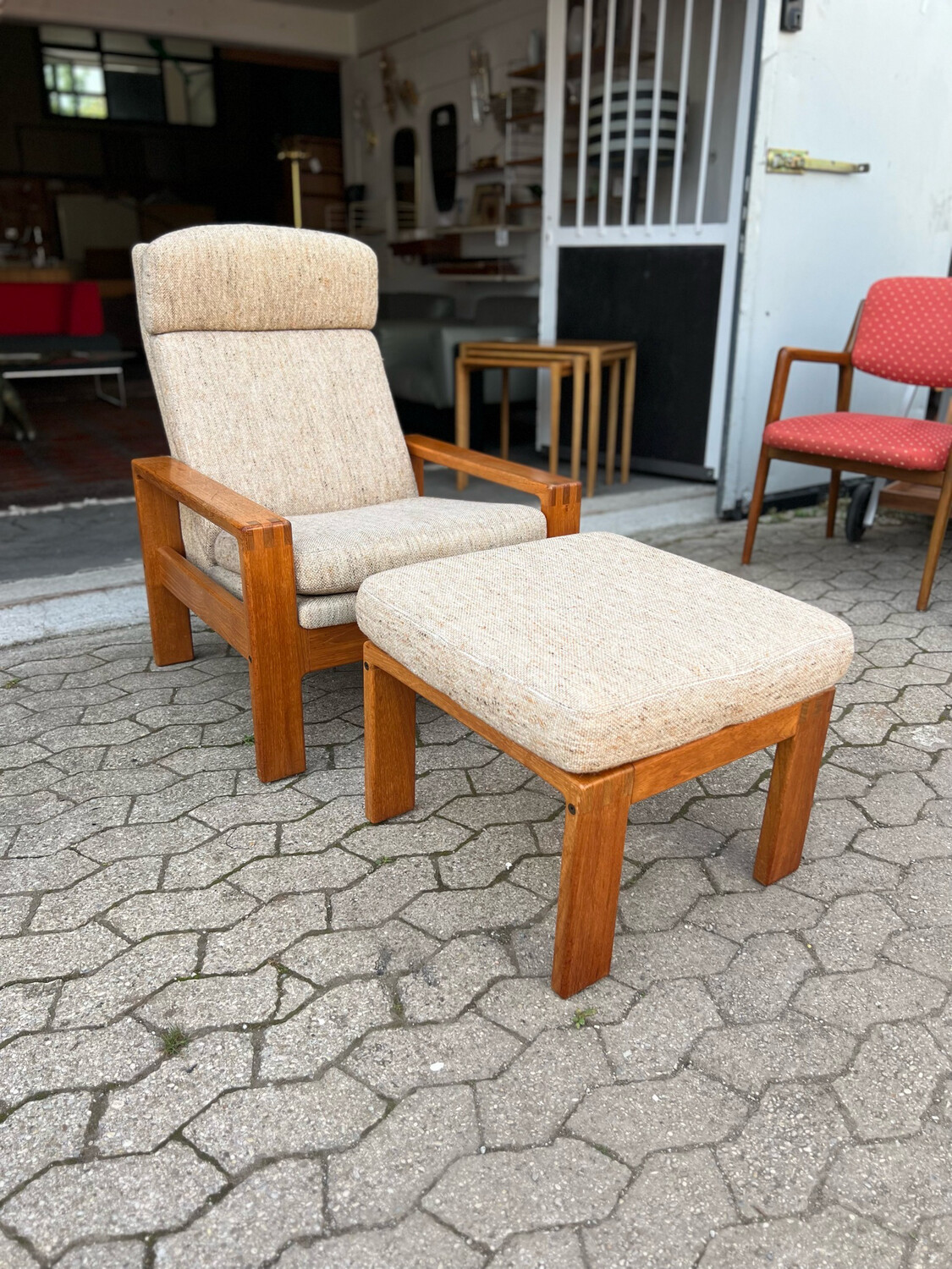 Armlehnstuhl Stuhl Sessel Lounge Chair Ottoman Mid Century Vintage