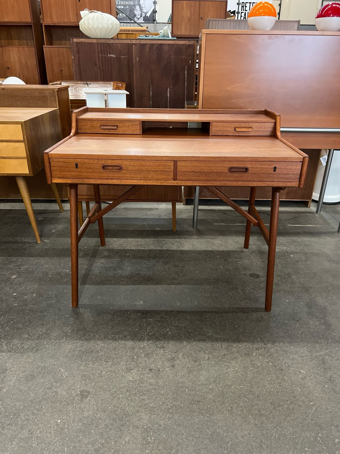 Schreibtisch Sekretär Arne Wahl Iversen Danish Teak Model 64 Mid Century Vintage