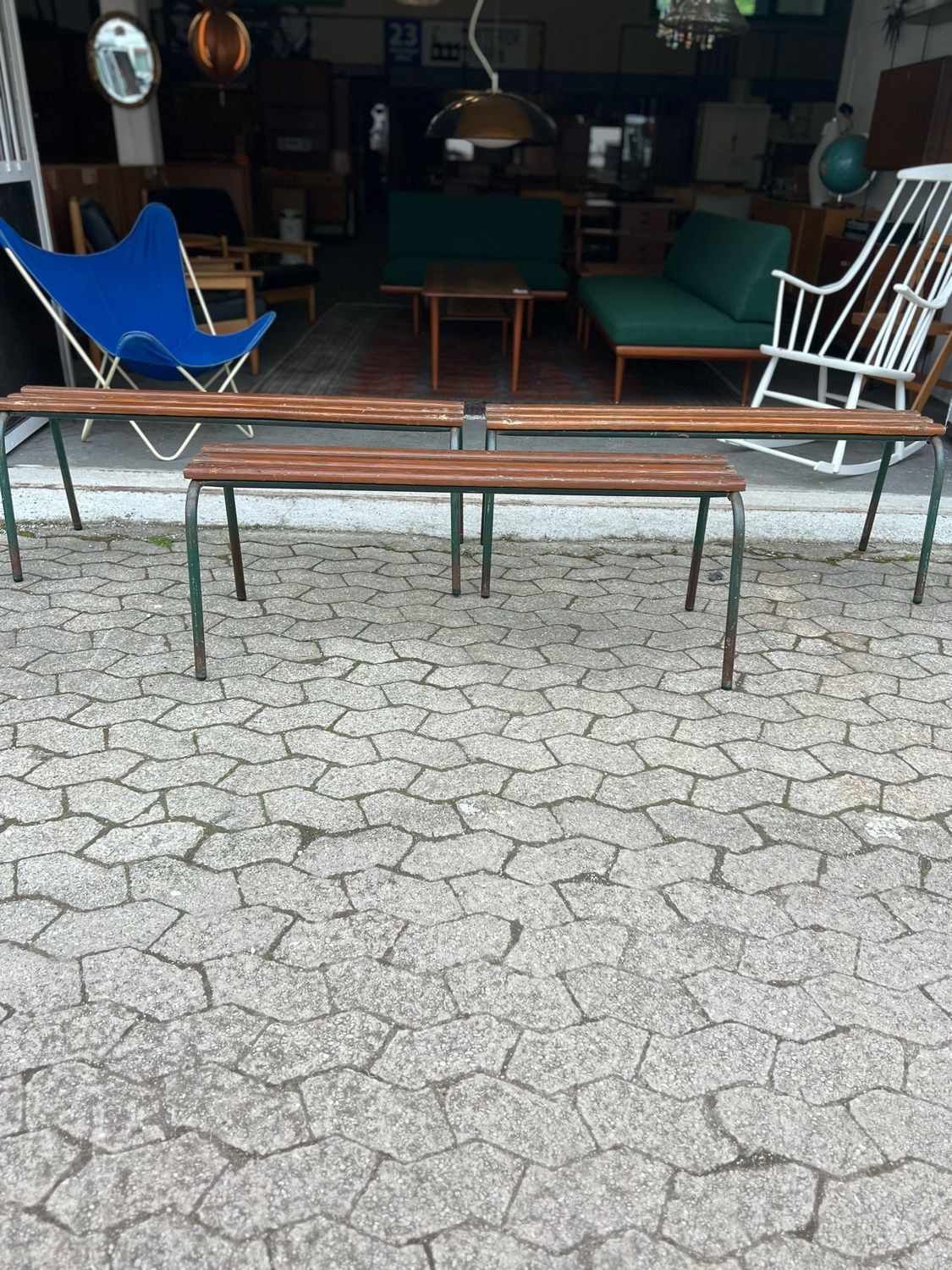 Bank Sitzbank Französisch Schulbank Vintage 1von3