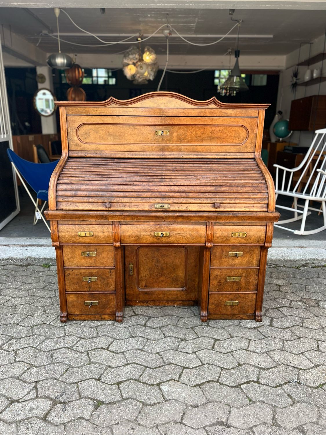 Schreibtisch Rolltop Rollladenschreibtisch Aufsatzschreibtisch