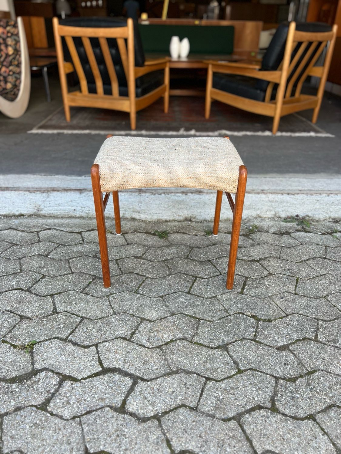 Hocker Schemel Fußhocker Danish Teak Mid Century Vintage