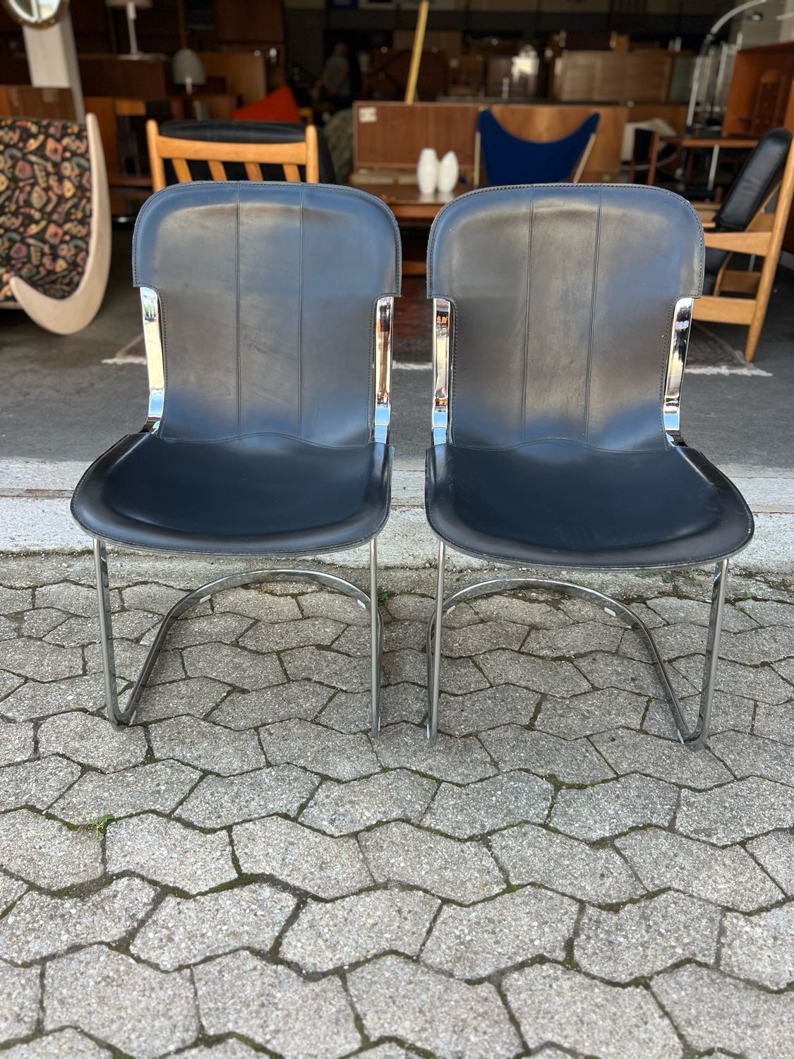 Stuhl Stühle 1von2 Willy Rizzo Cidue Mid Century Vintage