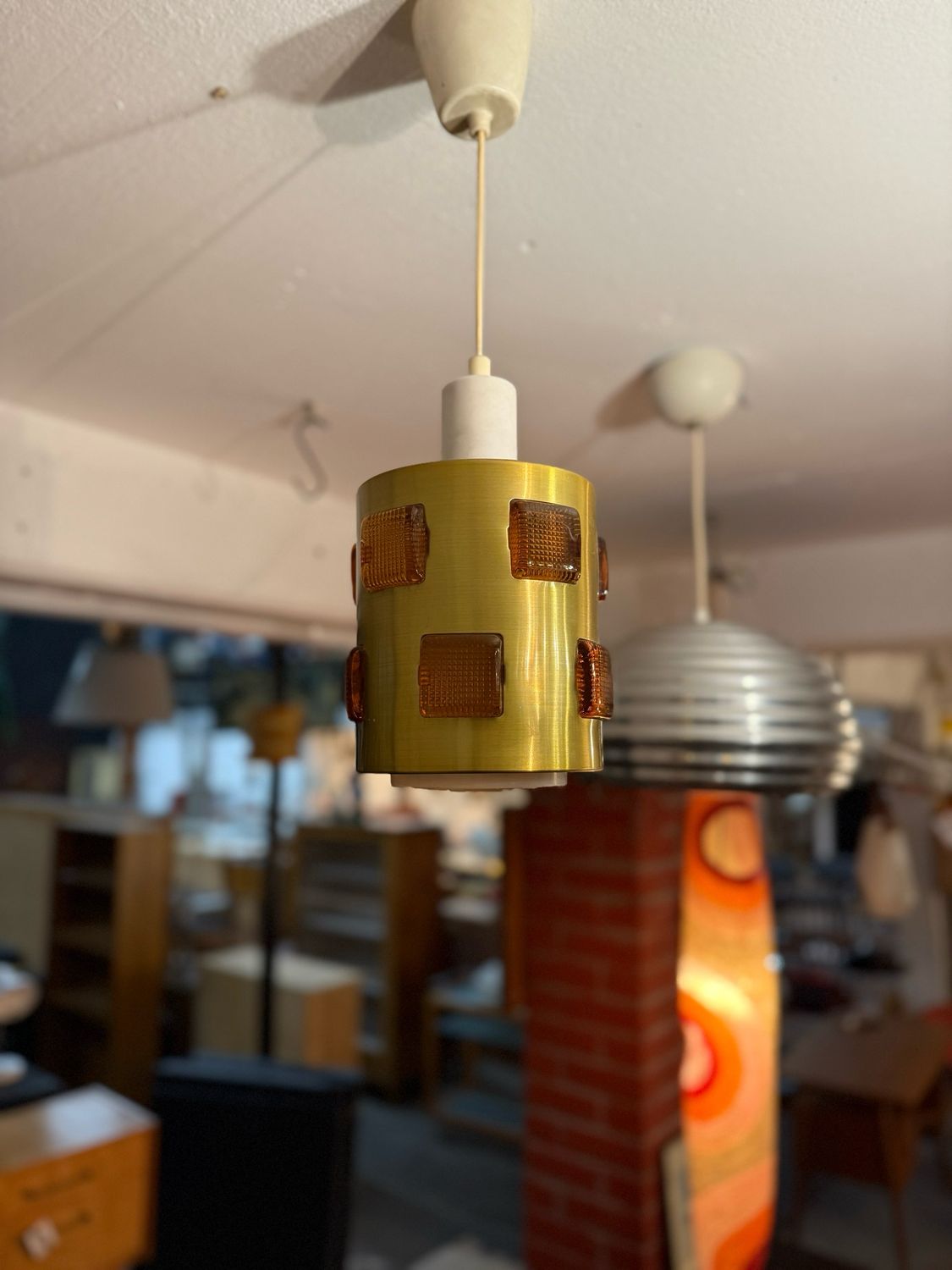 Deckenlampe Deckenleuchte Hängelampe Erik Hoglund Einar Backstrom Orrefors Vintage