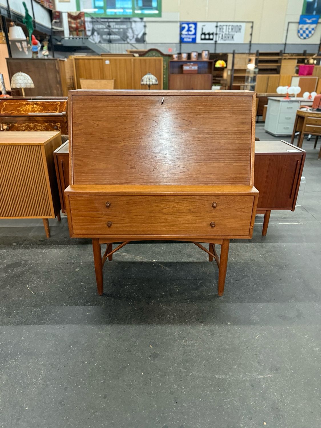 Schreibtisch Sekretär Danish Teak Ib Kofod Larsen Vintage