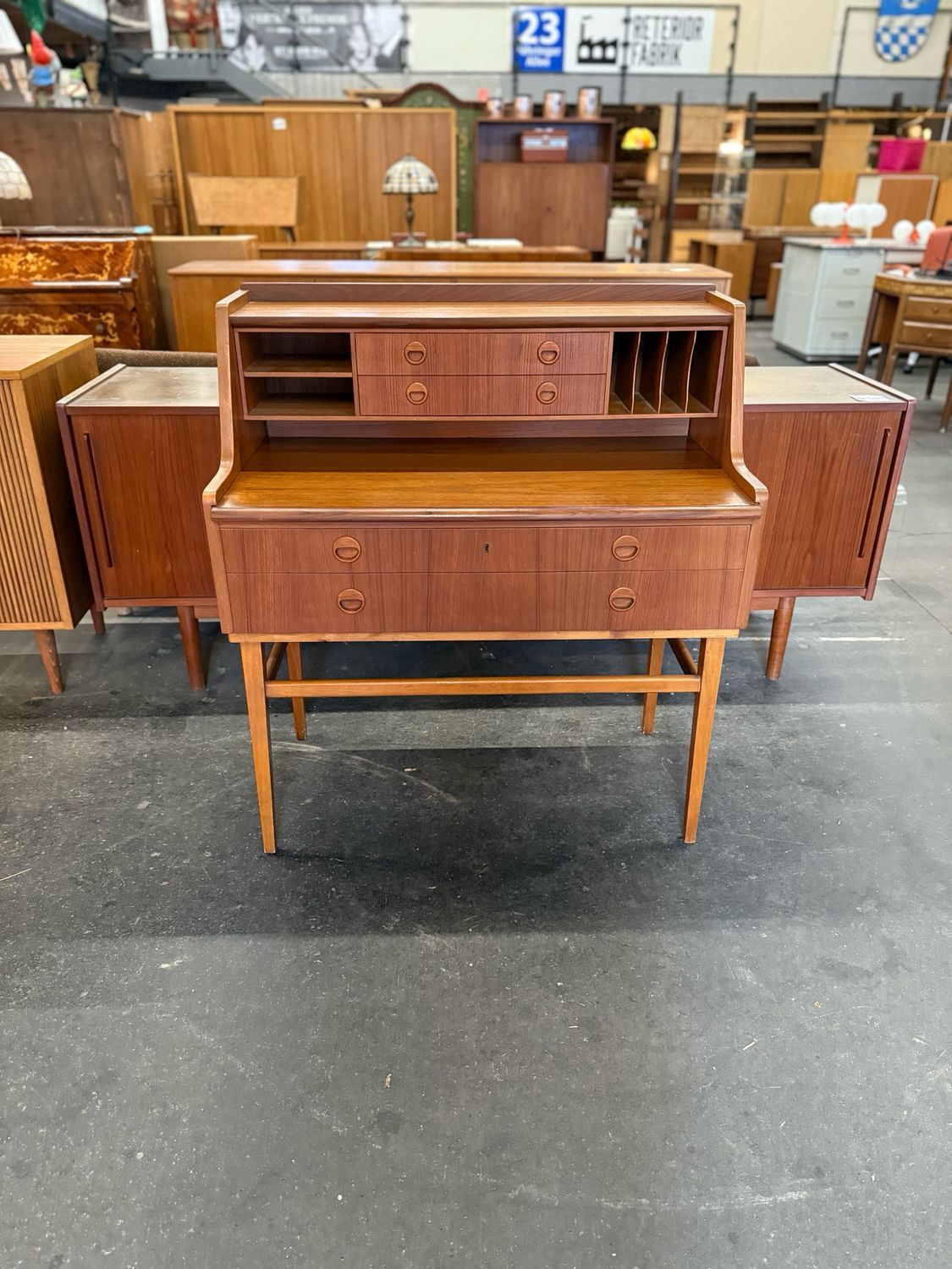 Schreibtisch Sekretär Danish Teak Mid Century Vintage
