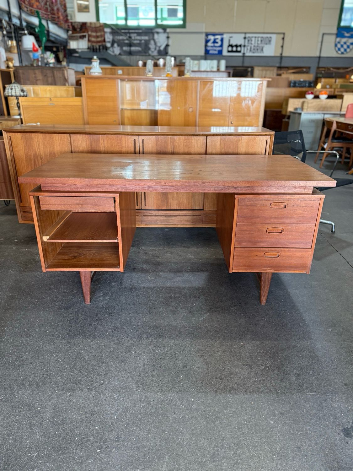 Schreibtisch Sekretär Double Desk Danish Teak Mid Century Vintage
