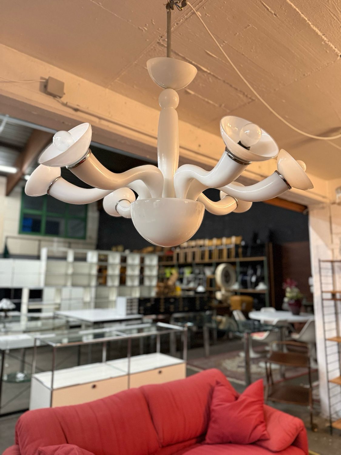 Artemide Leda Leuchter Opal Glas Deckenlampe Kronleuchter